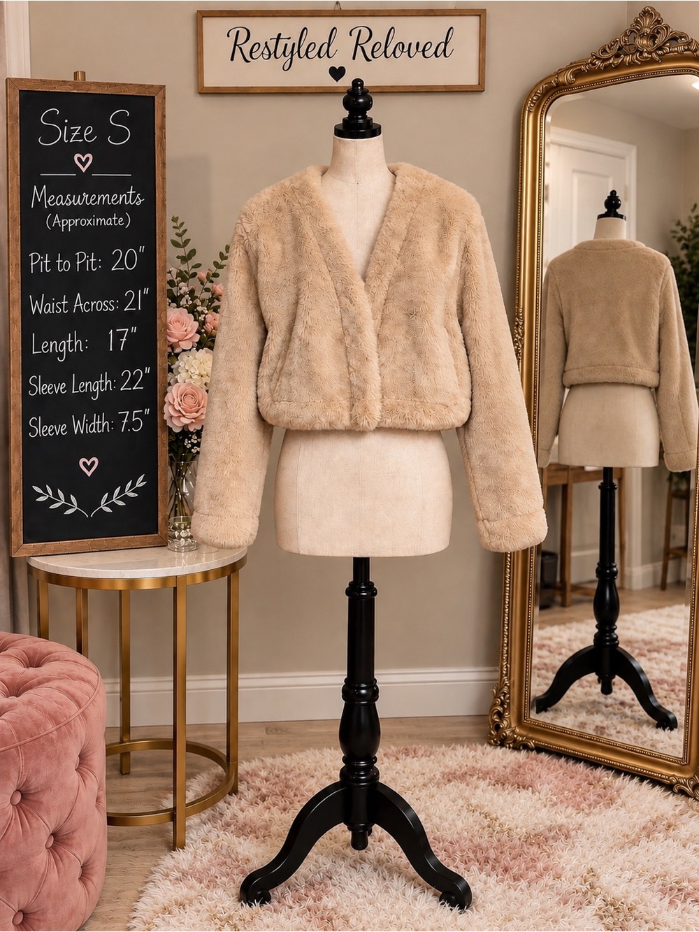 Some Days Lovin Faux Fur Cropped Jacket — Cream/Beige — Size S